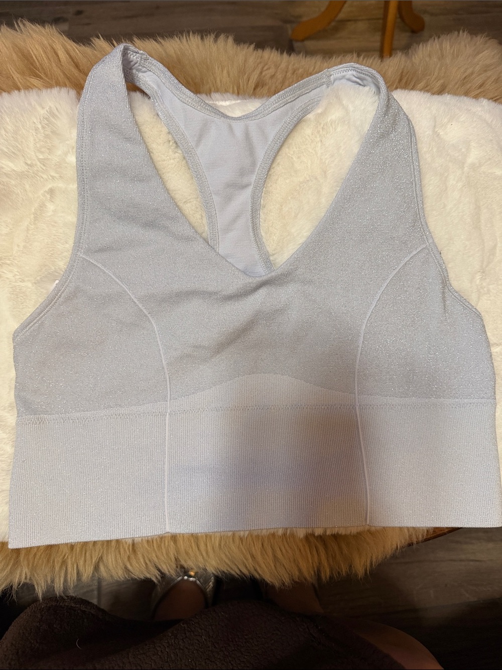 NEW Victoria’s Secret PINK SEAMLESS Shimmer Sports Bra LIGHT BABY BLUE XL NWT